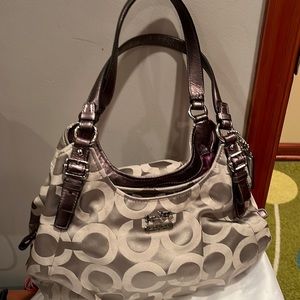 Tan Coach canvas tote bag